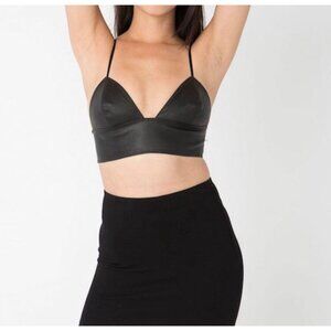 NEW! American Apparel 100% Leather Bralette Black SZ L